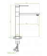 Waschtischarmatur Hoch PINAR Silber Badarmatur Waschtischbatterie + Click-Clack