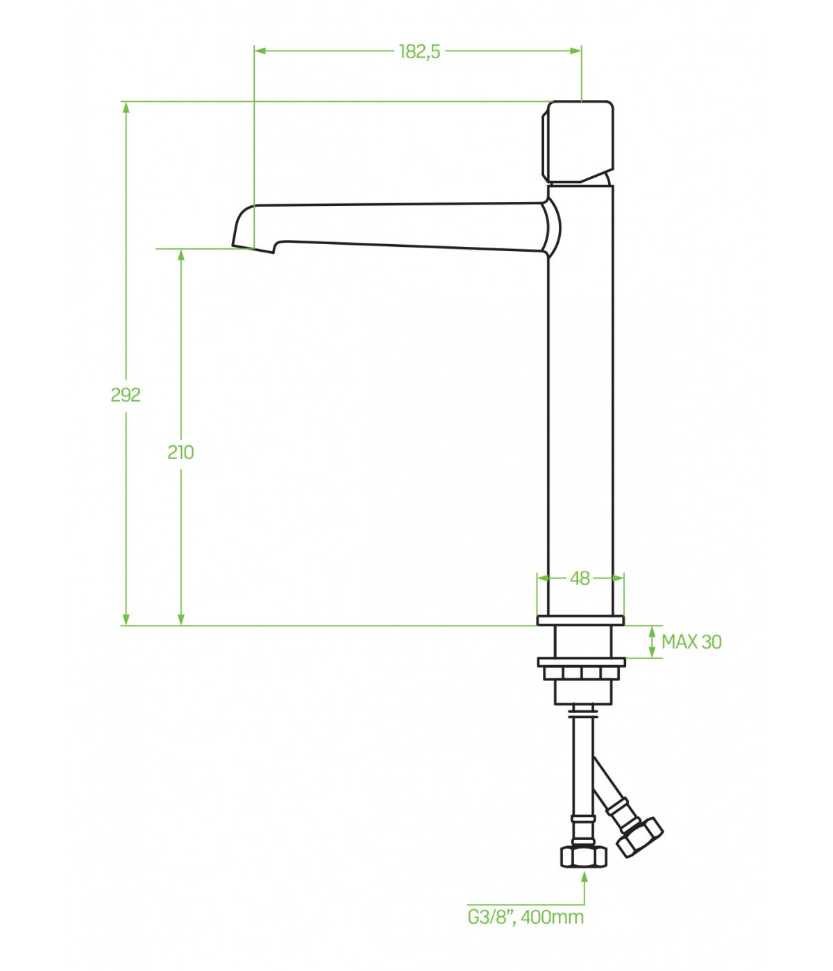 Waschtischarmatur Hoch PRETTO Silber Badarmatur Waschtischbatterie + Click-Clack