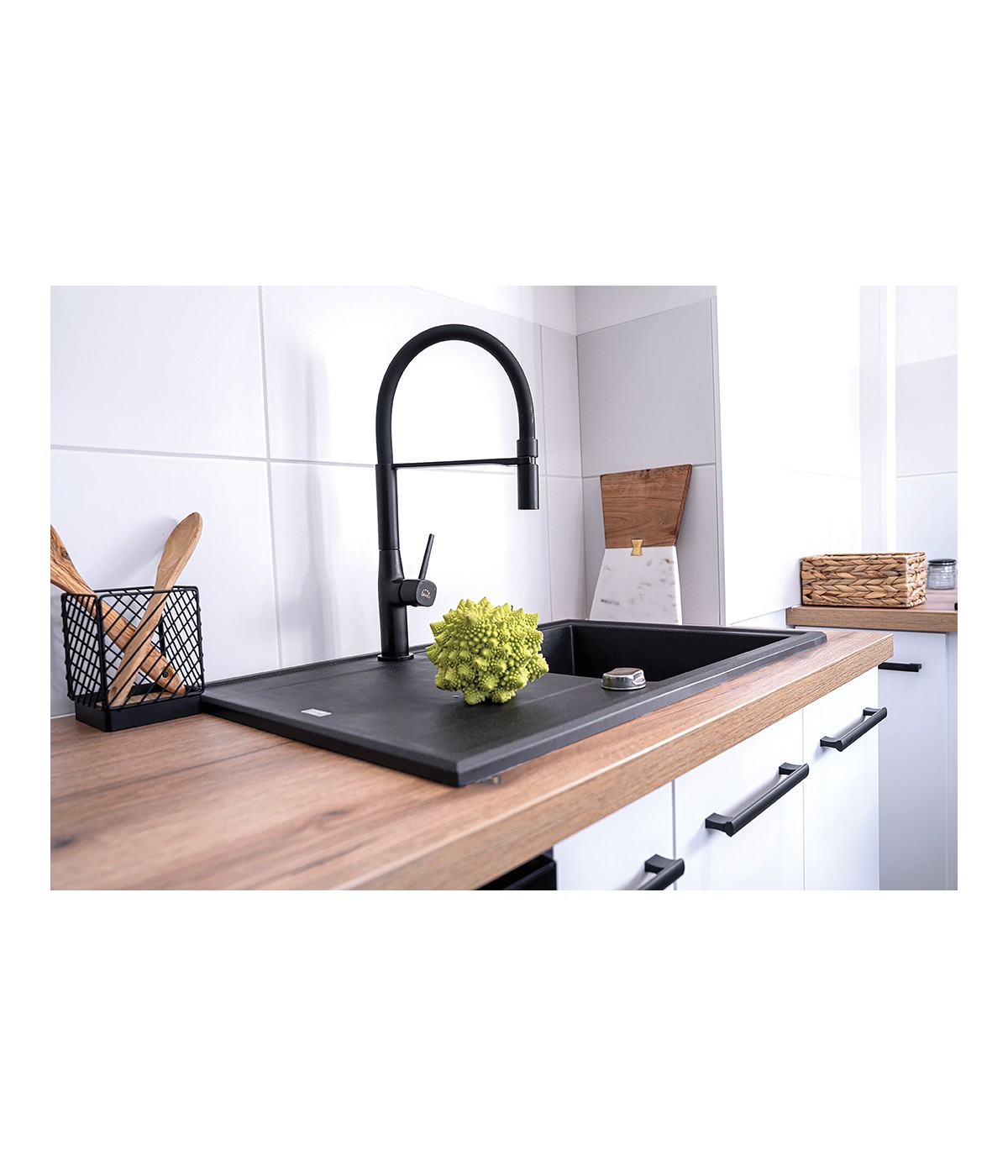Küchenarmatur POLLA Schwarz Küchenmischer mit Magnetgriff