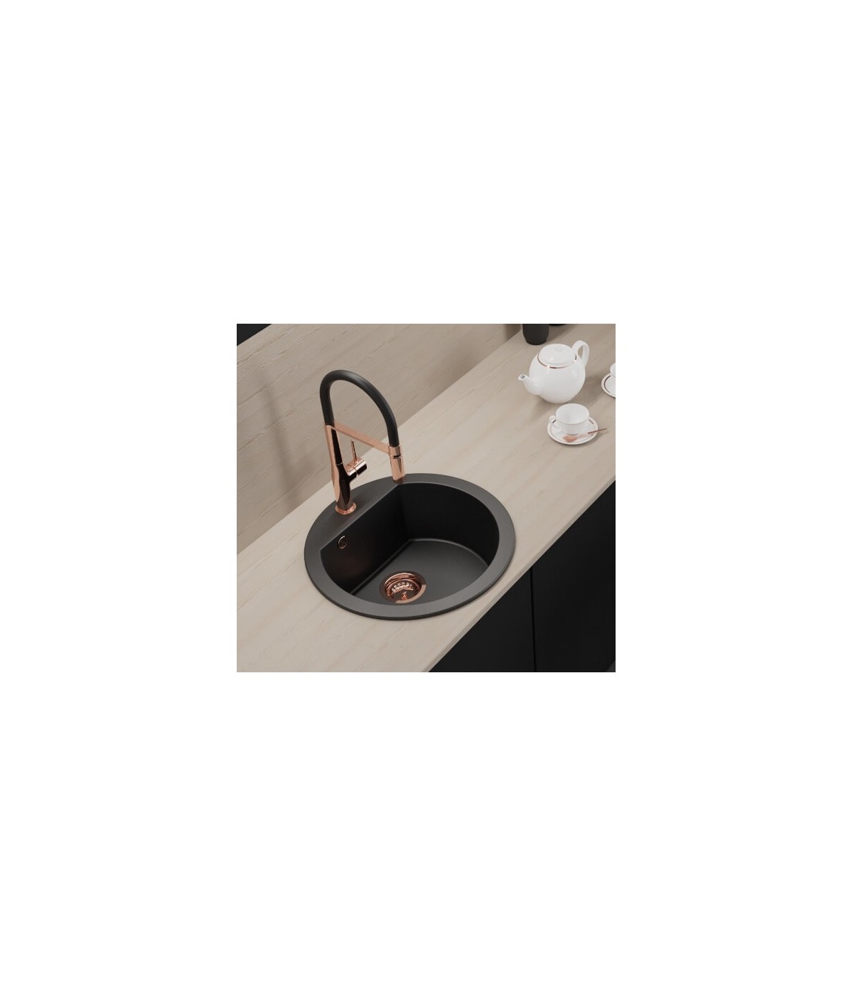 Küchenarmatur POLLA Schwarz-Rosegold Küchenmischer mit Magnetgriff