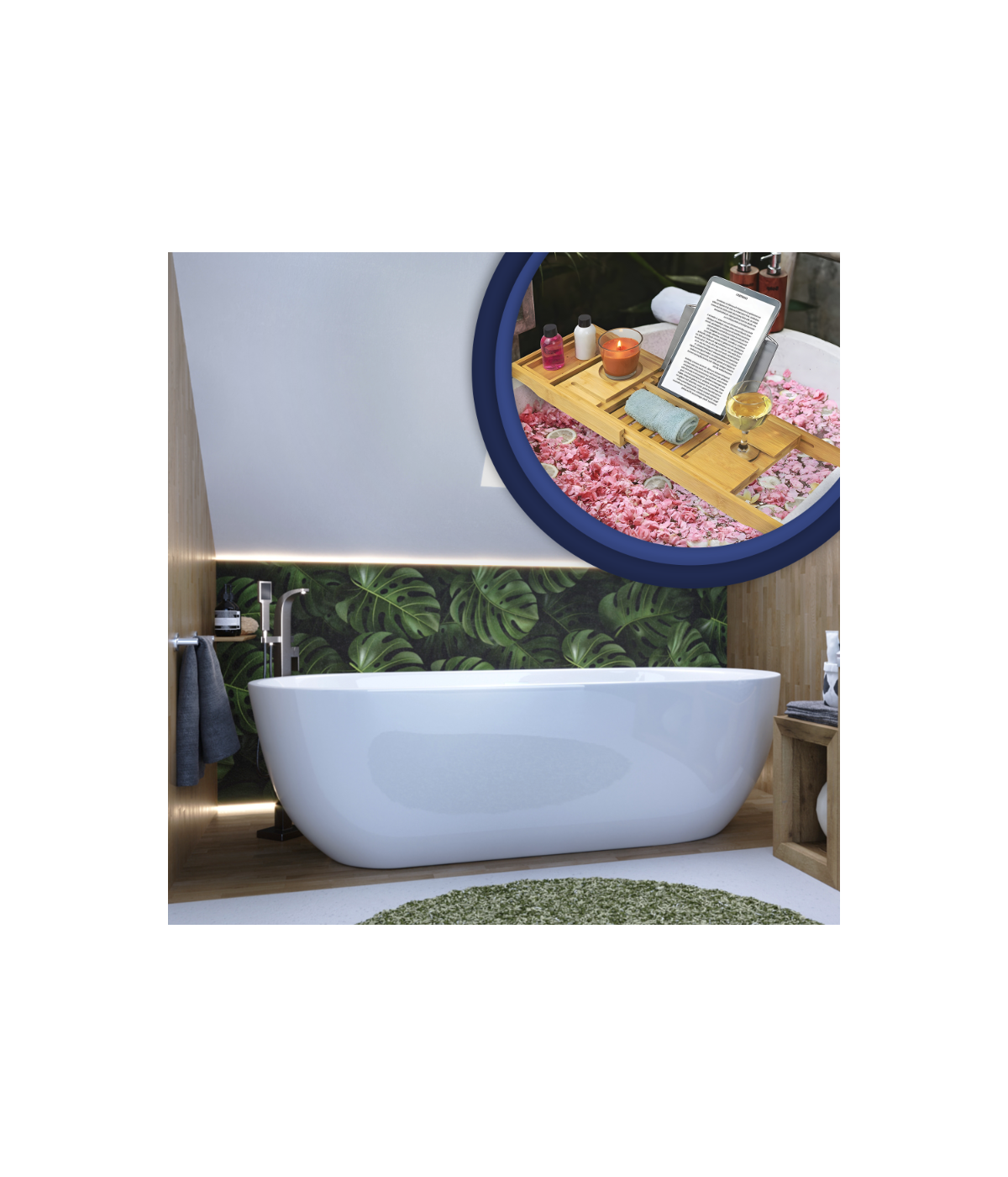 Freistehende Badewanne + Badewannenablage 170 x 80 PATRA Acryl Ablauf VIEGA Klick-Klack GRATIS !