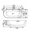 Freistehende Badewanne + Badewannenablage 170 x 80 PATRA Acryl Ablauf VIEGA Klick-Klack GRATIS !