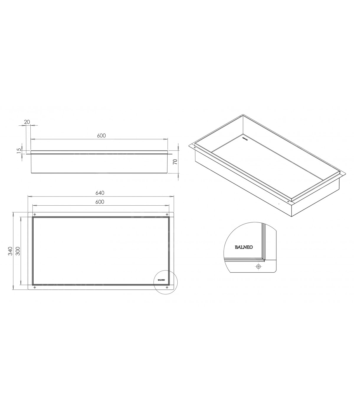 Duschnische Wandnische WALL BOX NO RIM 30x60x7 cm Schwarz