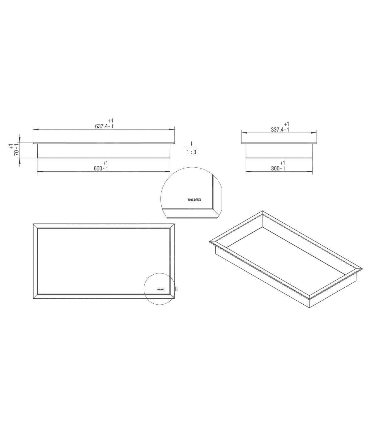 Duschnische Wandnische WALL BOX ONE 30x60x7 cm Silber