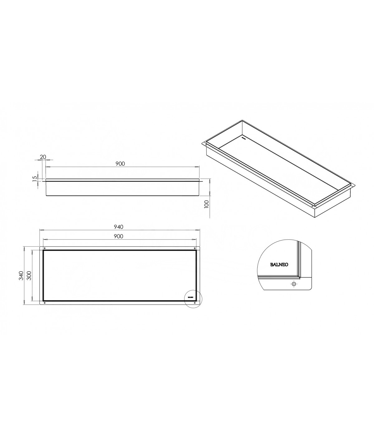 Duschnische Wandnische WALL BOX NO RIM 30x90x10 cm Weiß