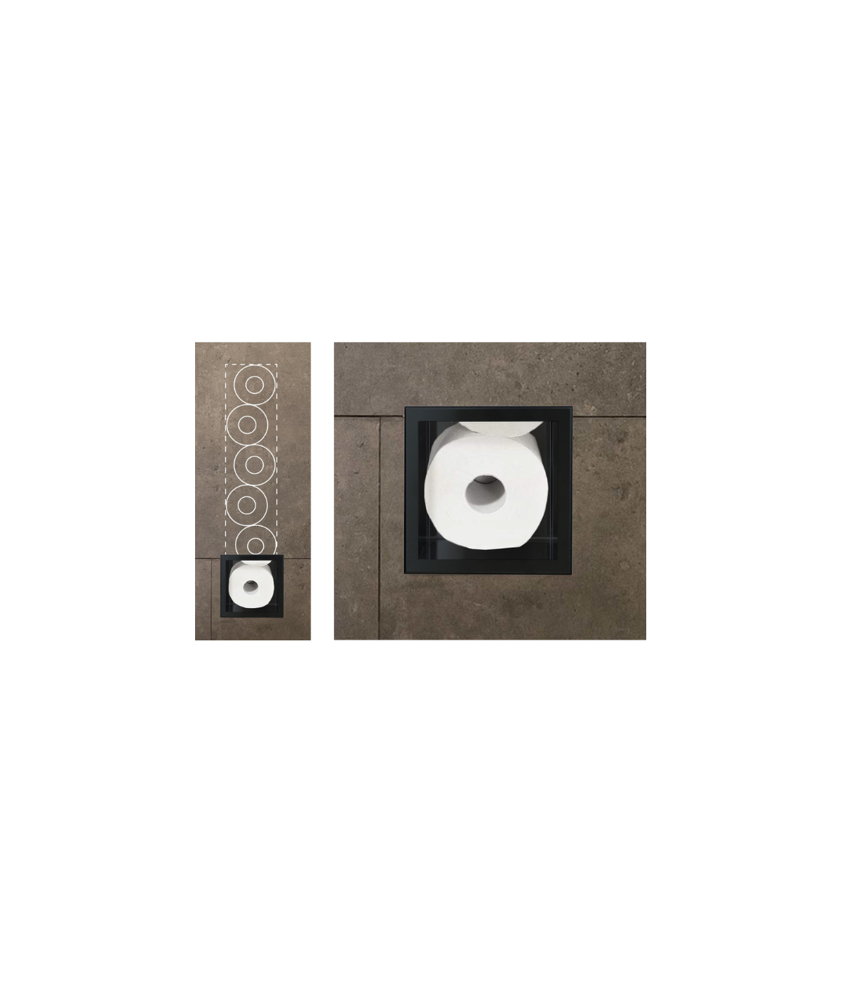 Unterputz Wandnische Toilettenpapieraufbewahrung WALL BOX PAPER 3 Schwarz