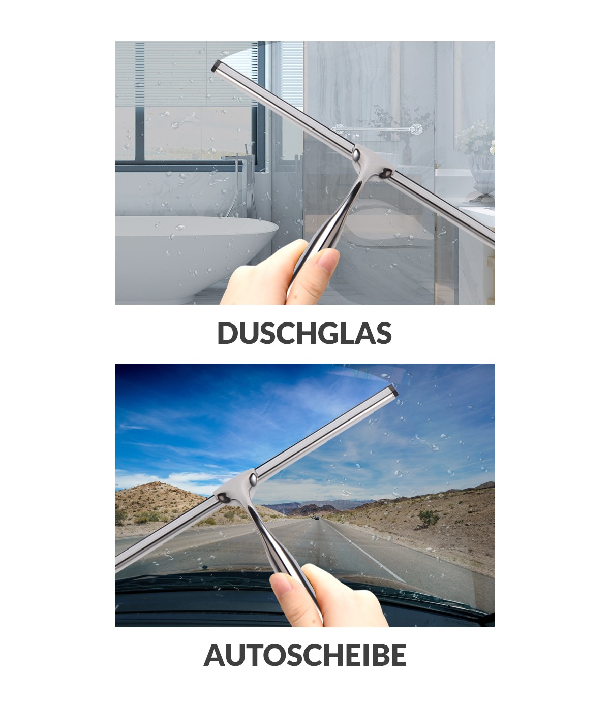 Glaswischer Badwischer, Edelstahl Duschabzieher Silikon-Wasserabstreifer | Abzieher Für Fensterscheiben & Duschkabinen | Gold