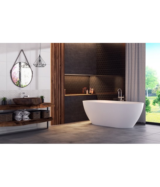 Freistehende Badewanne Oval 170x80 RENOZ MONOLITH ACRYL Ablaufgarnitur CLICK CLACK GRATIS !