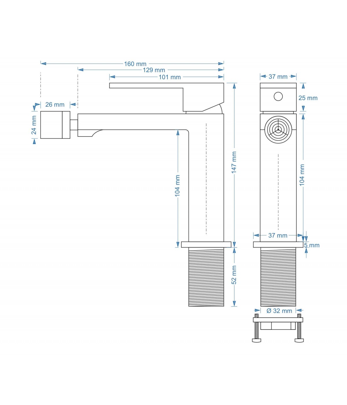 Bidetarmatur ANGOS Schwarz Badarmatur Bidet-Mischbatterie