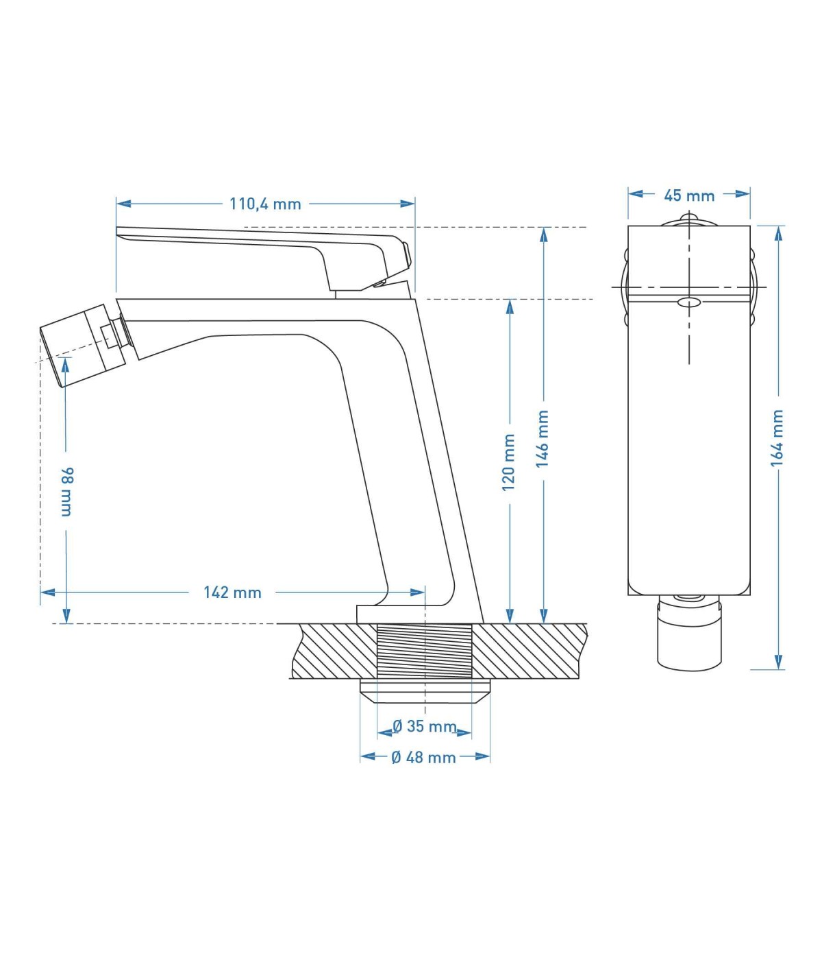 Bidetarmatur TRINO Chrom Badarmatur Bidet-Mischbatterie