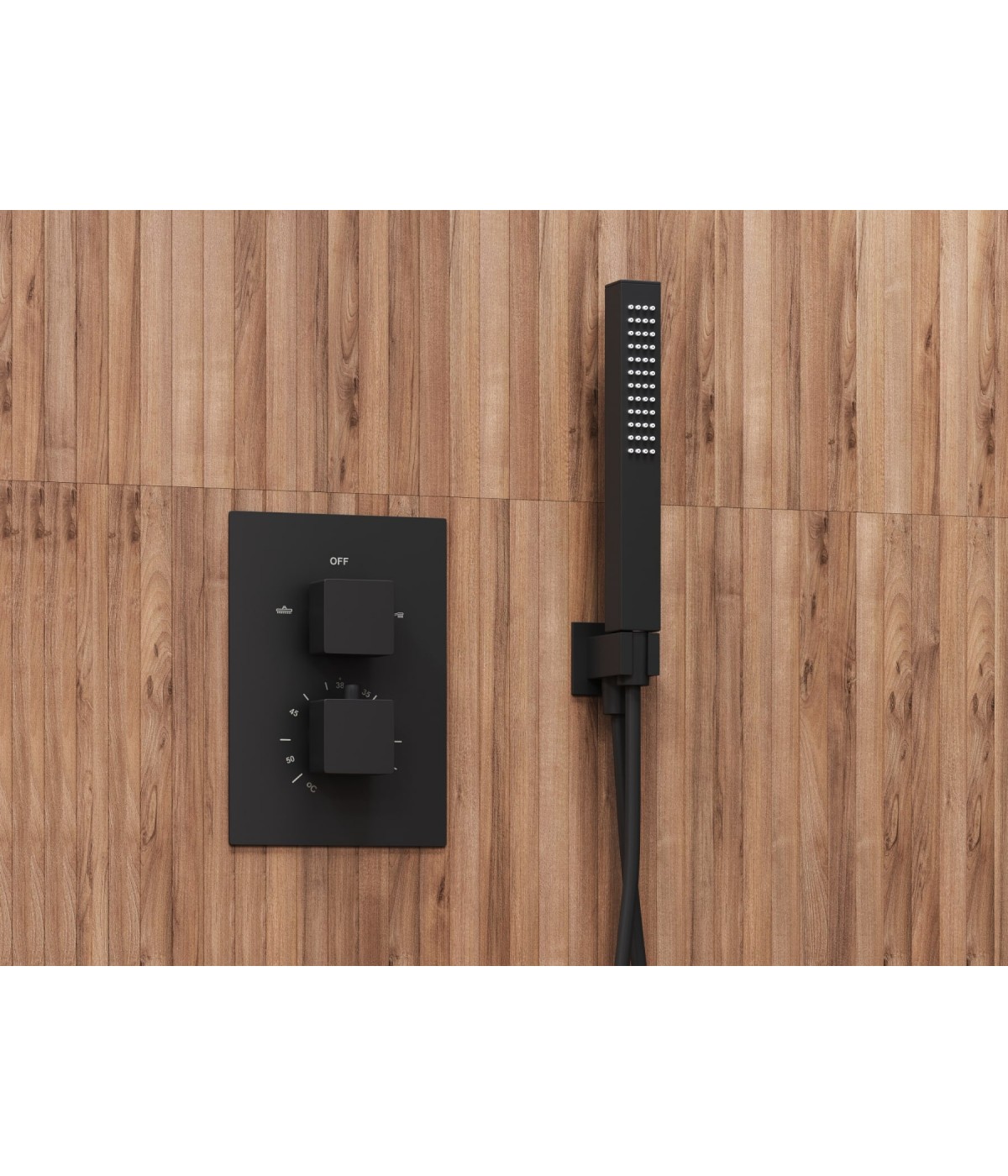Duschsystem Unterputz Armatur Set ADOUR Schwarz Thermostatisch