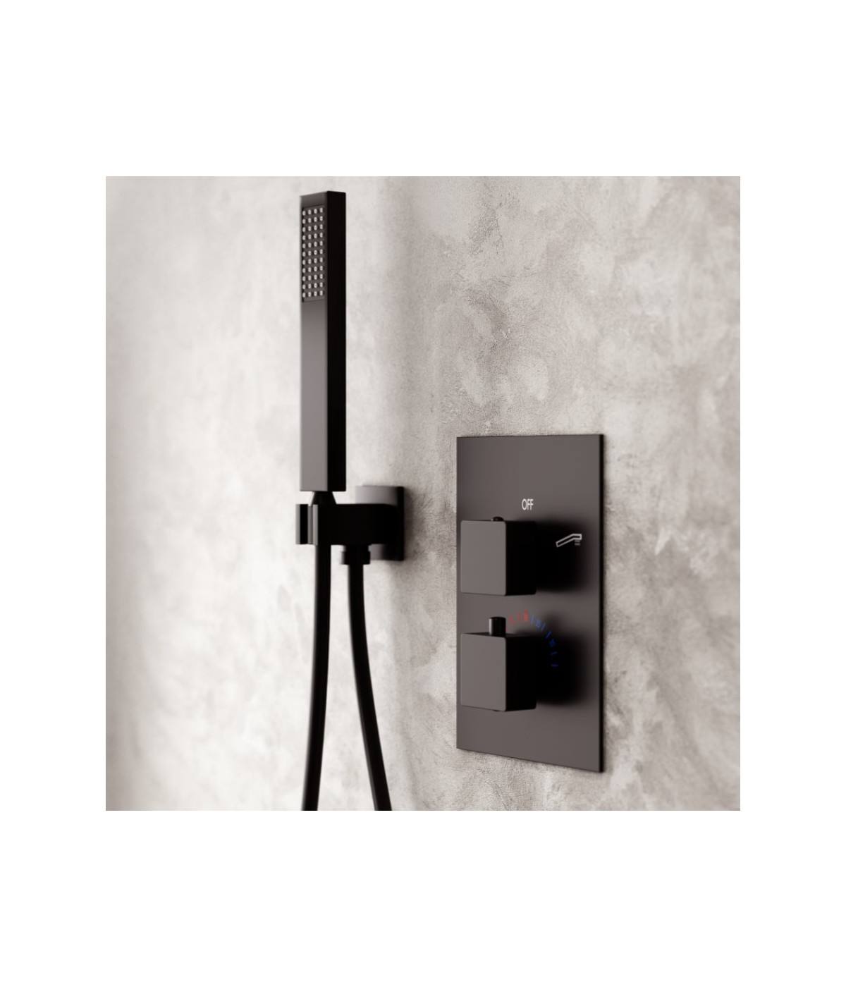 Duschsystem Unterputz Armatur Set ADOUR Schwarz Thermostatisch