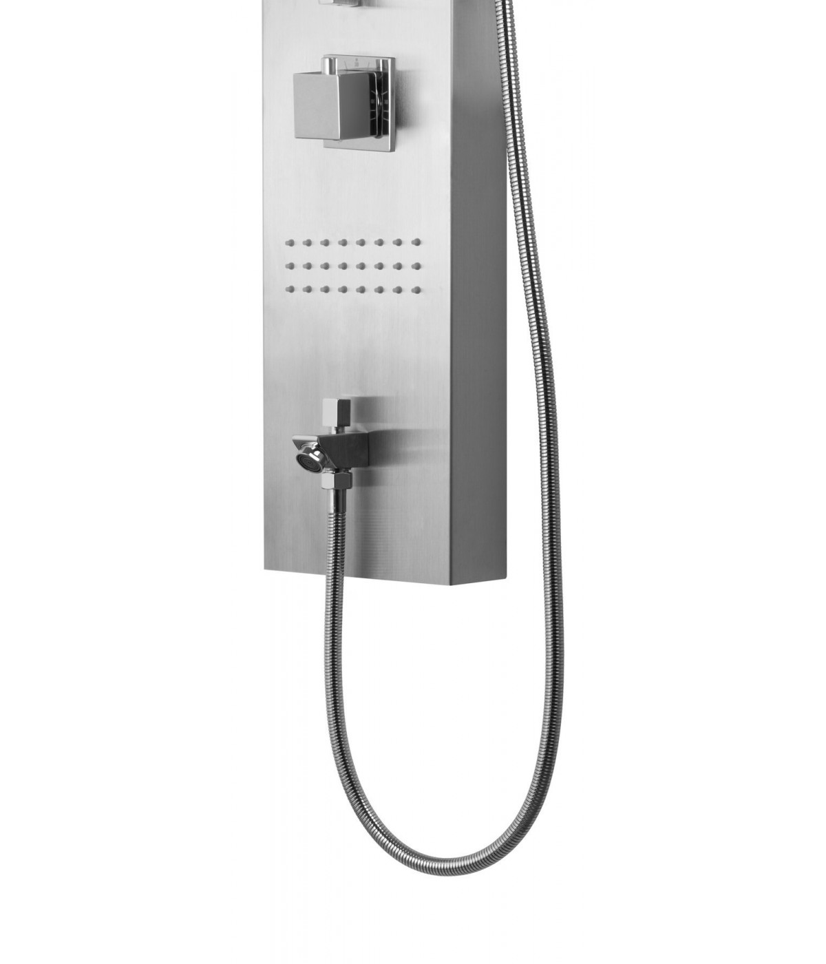 Duschpaneel NEOK Stahl Thermostatisch mit Auslauf, Edelstahl Massage Wasserfall