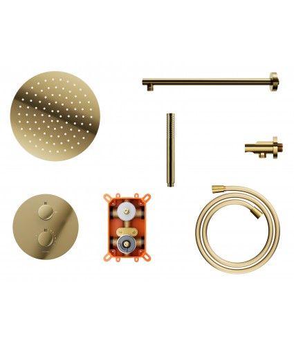 Duschsystem Unterputz Armatur Set LUGO Gold Thermostatisch