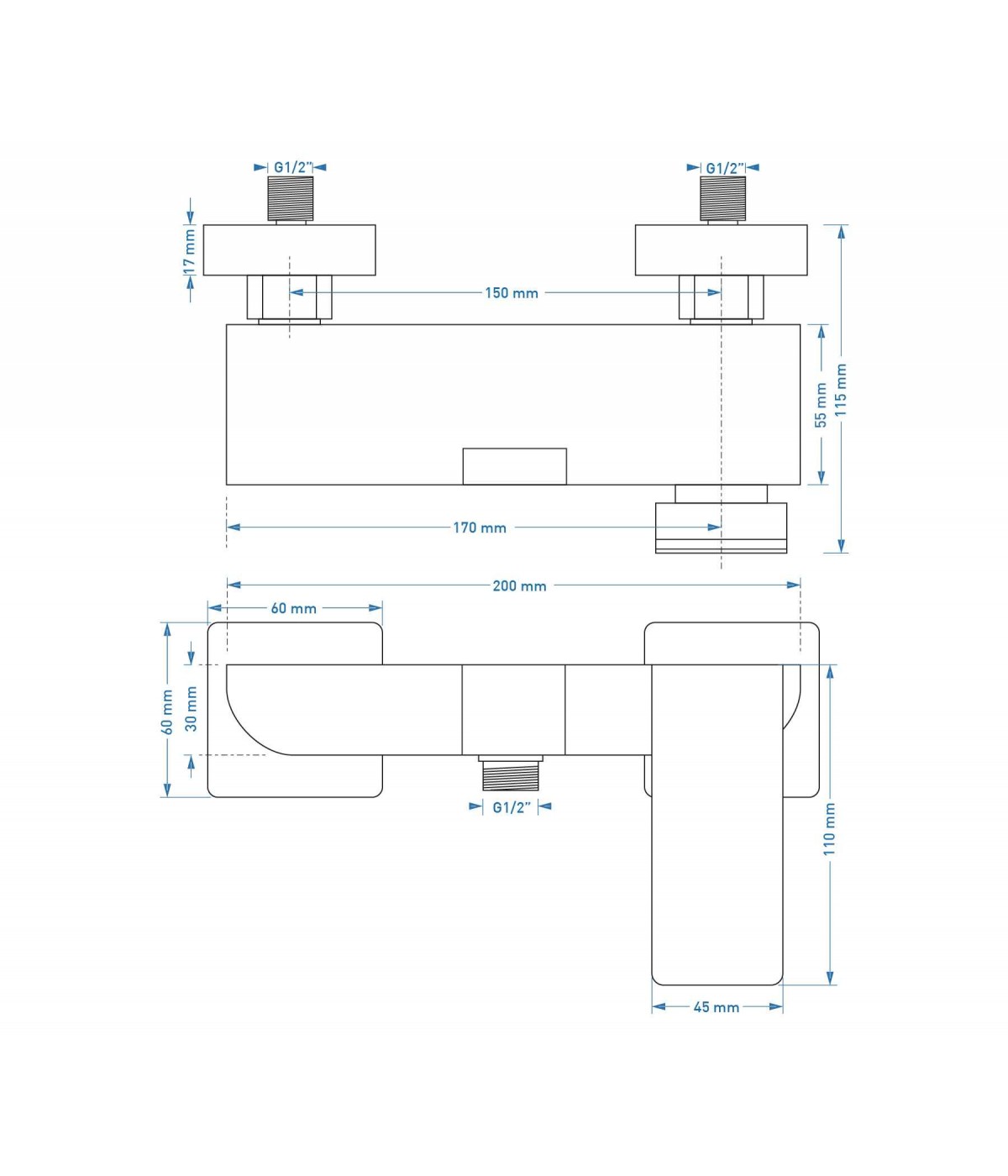 Brausearmatur TRINO Chrom Badarmatur Duschbatterie