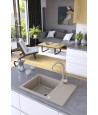 Granitspüle 1-Becken CELEBES Beige 44x65 mit kurzer Abtropffläche | inkl. Siphon!