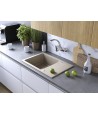 Granitspüle 1-Becken CELEBES Beige 44x65 mit kurzer Abtropffläche | inkl. Siphon!