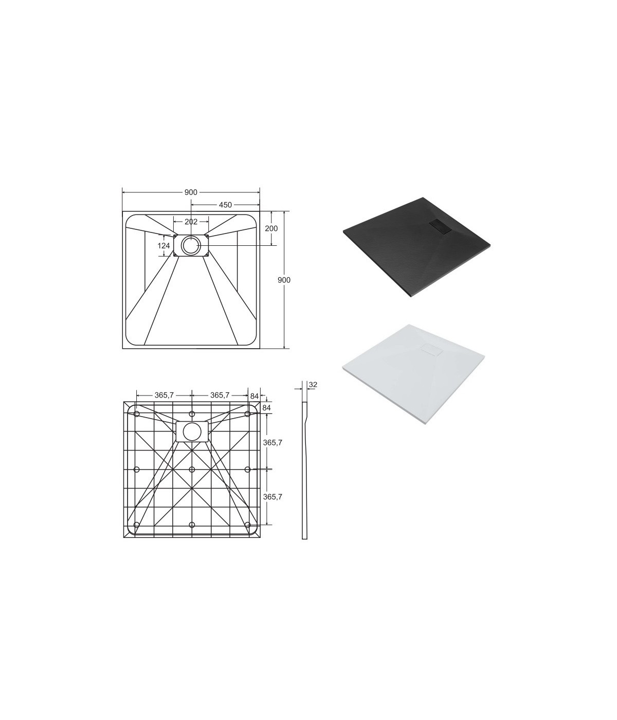 DUSCHWANNE QUADRATISCH 90x90 VEXOS Ablaufgarnitur GRATIS !