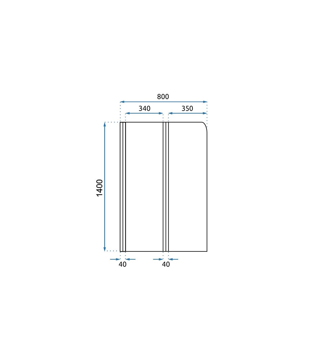 Badewannenabtrennung 2-teilig 80x140 AGAT Glas 5 mm