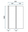 Badewannenabtrennung 2-teilig 80x140 AGAT Glas 5 mm