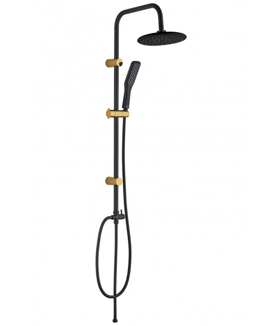 Regendusche ALANIS Schwarz-Gold Handbrause, Duschsystem