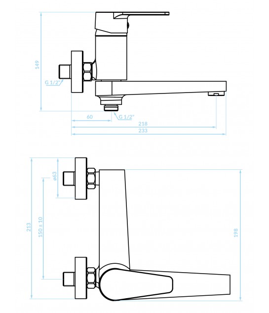 Waschtischarmatur Wand LUGA Chrom Badarmatur Waschtischbatterie