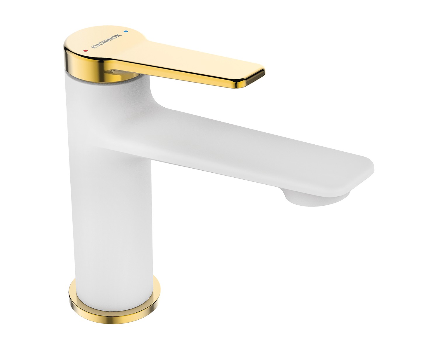 Waschtischarmatur Kleine ALANIS Weiß-Gold Badarmatur Waschtischbatterie + Click-Clack