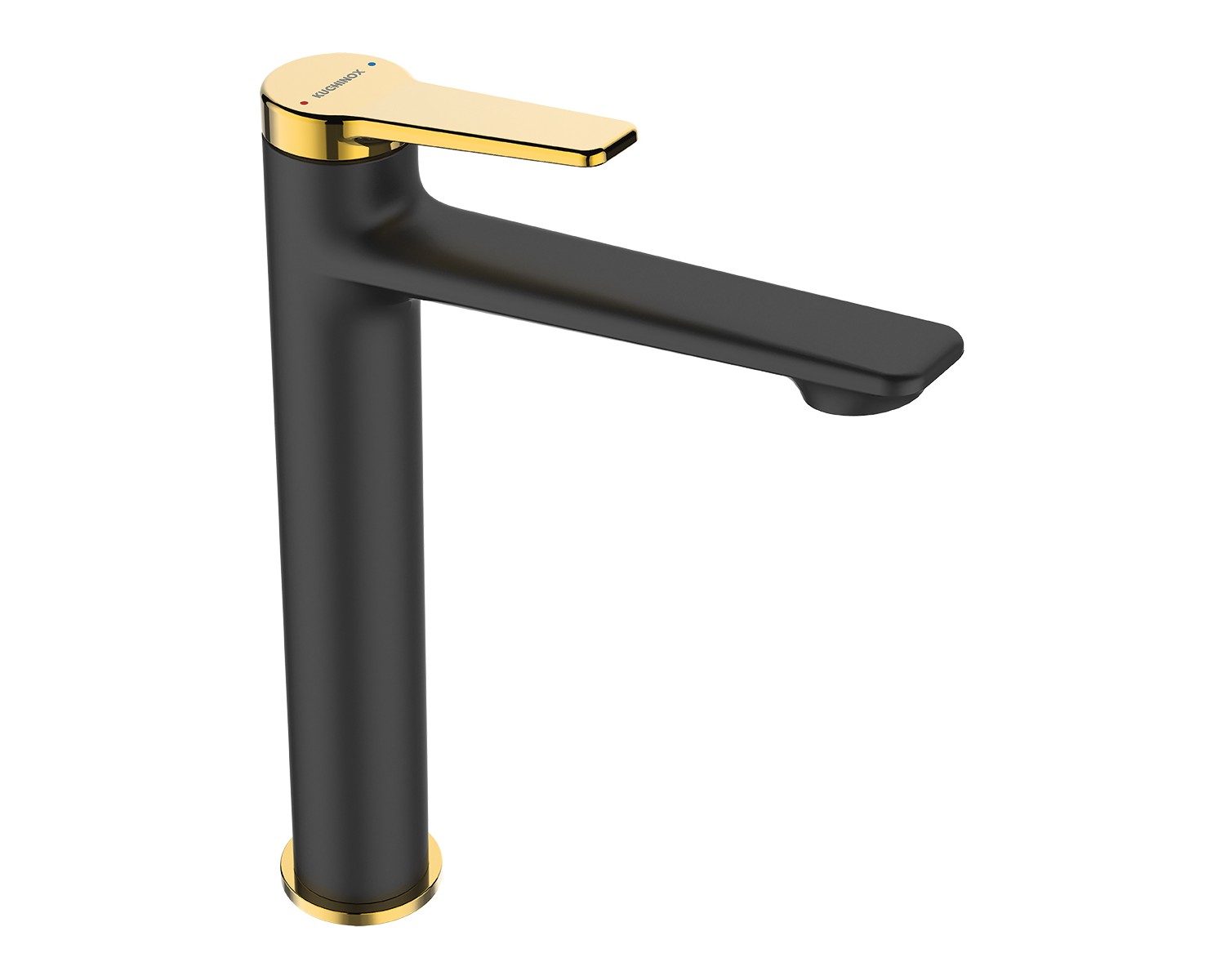 Waschtischarmatur Hoch ALANIS Schwarz-Gold Badarmatur Waschtischbatterie + Click-Clack