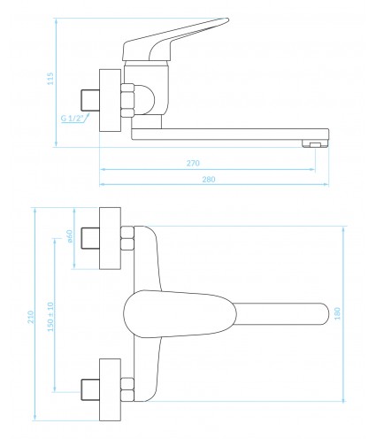 Küchenarmatur Wandmontage ORIS Chrom Küchenmischer