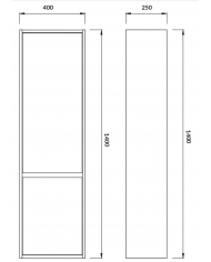 Badmöbel Set CREA 60 Waschbecken-Unterschrank mit Hochschrank 140x40x25, 2-Türen, Grau Matt