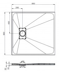 DUSCHWANNE QUADRATISCH 80x80 VIDAR Steinoptik, Ablaufgarnitur GRATIS !