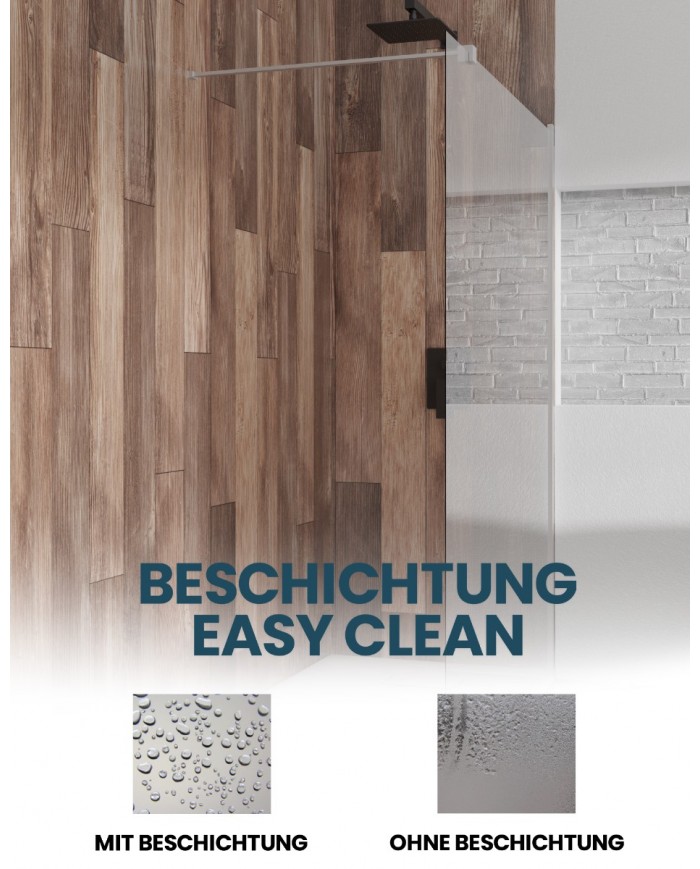 Walk In Dusche 80x195 KETIL Transparent Nano Glas 8 mm | Glaswand Duschkabine