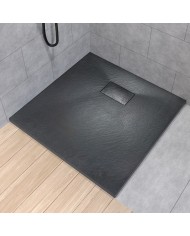 DUSCHWANNE QUADRATISCH 90x90 VIDAR SCHWARZ Steinoptik, Ablaufgarnitur GRATIS !