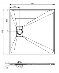 DUSCHWANNE QUADRATISCH 90x90 VIDAR Steinoptik, Ablaufgarnitur GRATIS !