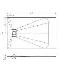 DUSCHWANNE RECHTECK 140x90 VIDAR SCHWARZ Steinoptik, Ablaufgarnitur GRATIS !