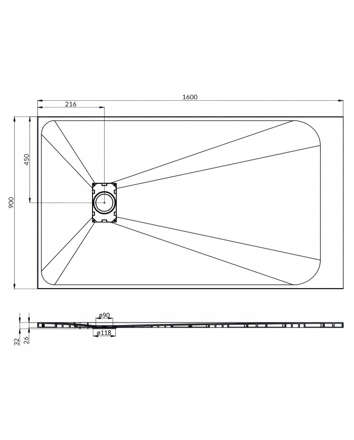 DUSCHWANNE RECHTECK 160x90 VIDAR SCHWARZ Steinoptik, Ablaufgarnitur GRATIS !