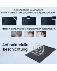 DUSCHWANNE RECHTECK 170x90 VIDAR SCHWARZ Steinoptik, Ablaufgarnitur GRATIS !
