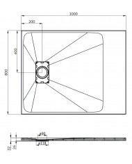 DUSCHWANNE RECHTECK 100x80 VIDAR Steinoptik, Ablaufgarnitur GRATIS !