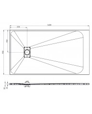 DUSCHWANNE RECHTECK 160x90 VIDAR Steinoptik, Ablaufgarnitur GRATIS !