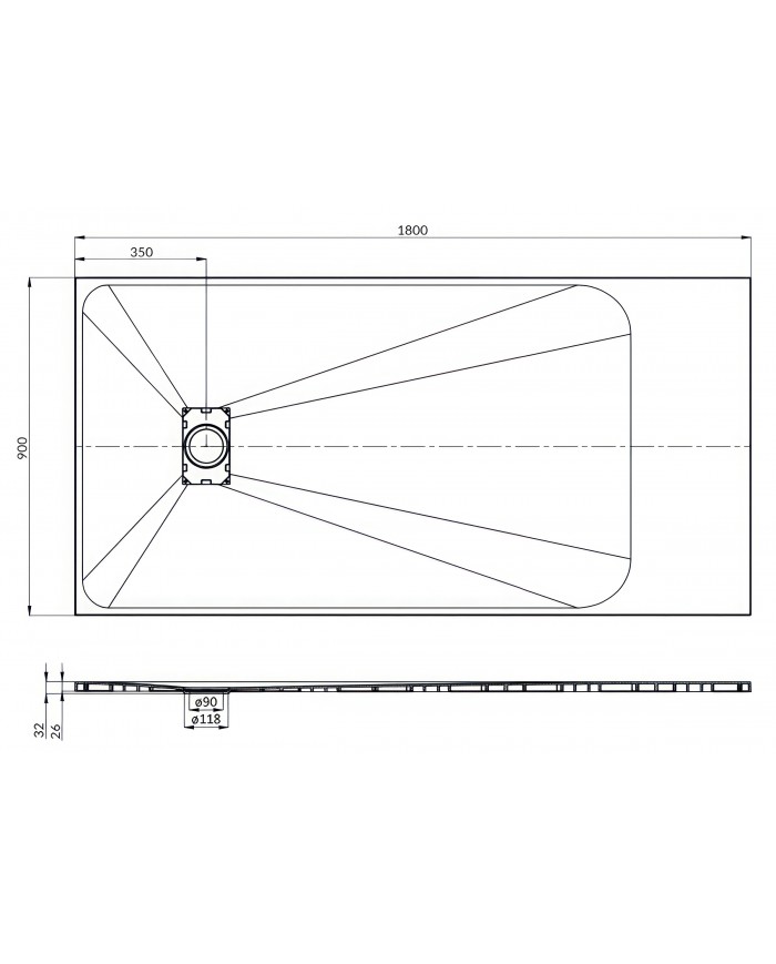 DUSCHWANNE RECHTECK 170x90 VIDAR Steinoptik, Ablaufgarnitur GRATIS !