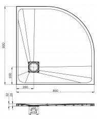 DUSCHWANNE VIERTELKREIS 80x80 VIDAR SCHWARZ Steinoptik, Ablaufgarnitur GRATIS !