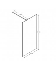 Walk in Duschkabine 90x195 KETIL Transparent Nano Glas 6 mm | Glaswand