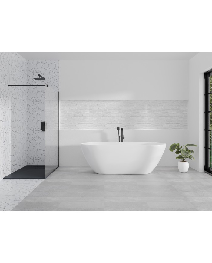 Walk in Duschkabine 110x195 KETIL SCHWARZ Transparent Nano Glas 8 mm | Glaswand