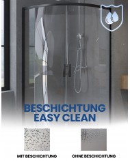 Duschkabine HELA Schwarz Transparent Glas 90x90 190 cm Halbrund