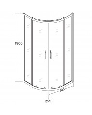 Duschkabine HELA Schwarz Transparent Glas 90x90 190 cm Halbrund