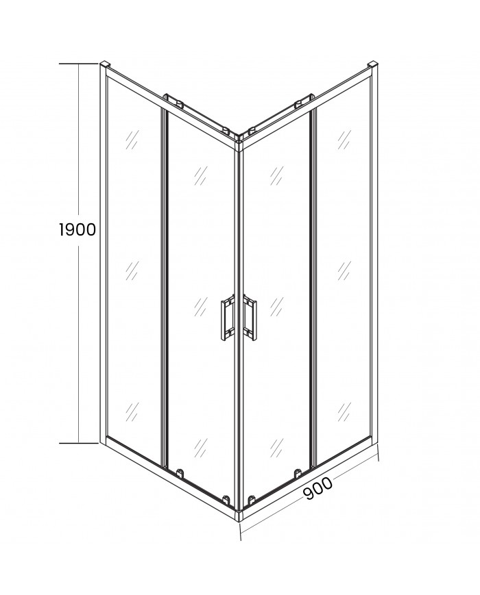 Duschkabine HELA Schwarz Transparent Glas 90x90 190 cm Quadratisch