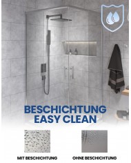 SET: DUSCHKABINE HELA + DUSCHWANNE VIDAR 80x80 193 cm - Quadratisch Weiß Nano Glas 6 mm Steinoptik SMC