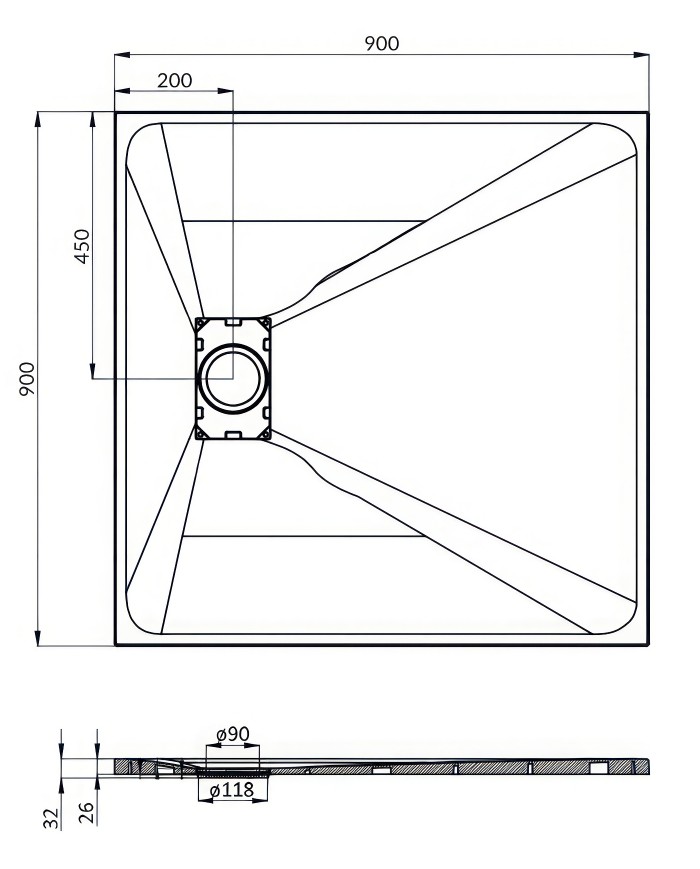 SET: DUSCHKABINE HELA + DUSCHWANNE VIDAR 90x90 193 cm - Quadratisch Weiß Nano Glas 6 mm Steinoptik SMC