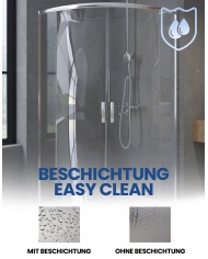 SET: DUSCHKABINE HELA + DUSCHWANNE VIDAR 80x80 193 cm - Viertelkreis Weiß Nano Glas 6 mm Steinoptik SMC