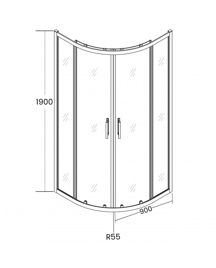 SET: DUSCHKABINE HELA + DUSCHWANNE VIDAR 90x90 193 cm - Viertelkreis Weiß Nano Glas 6 mm Steinoptik SMC